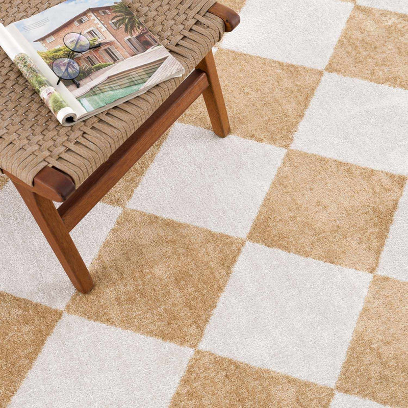 Ulric Light Brown Diamond Washable Area Rug by Boutique Rugs