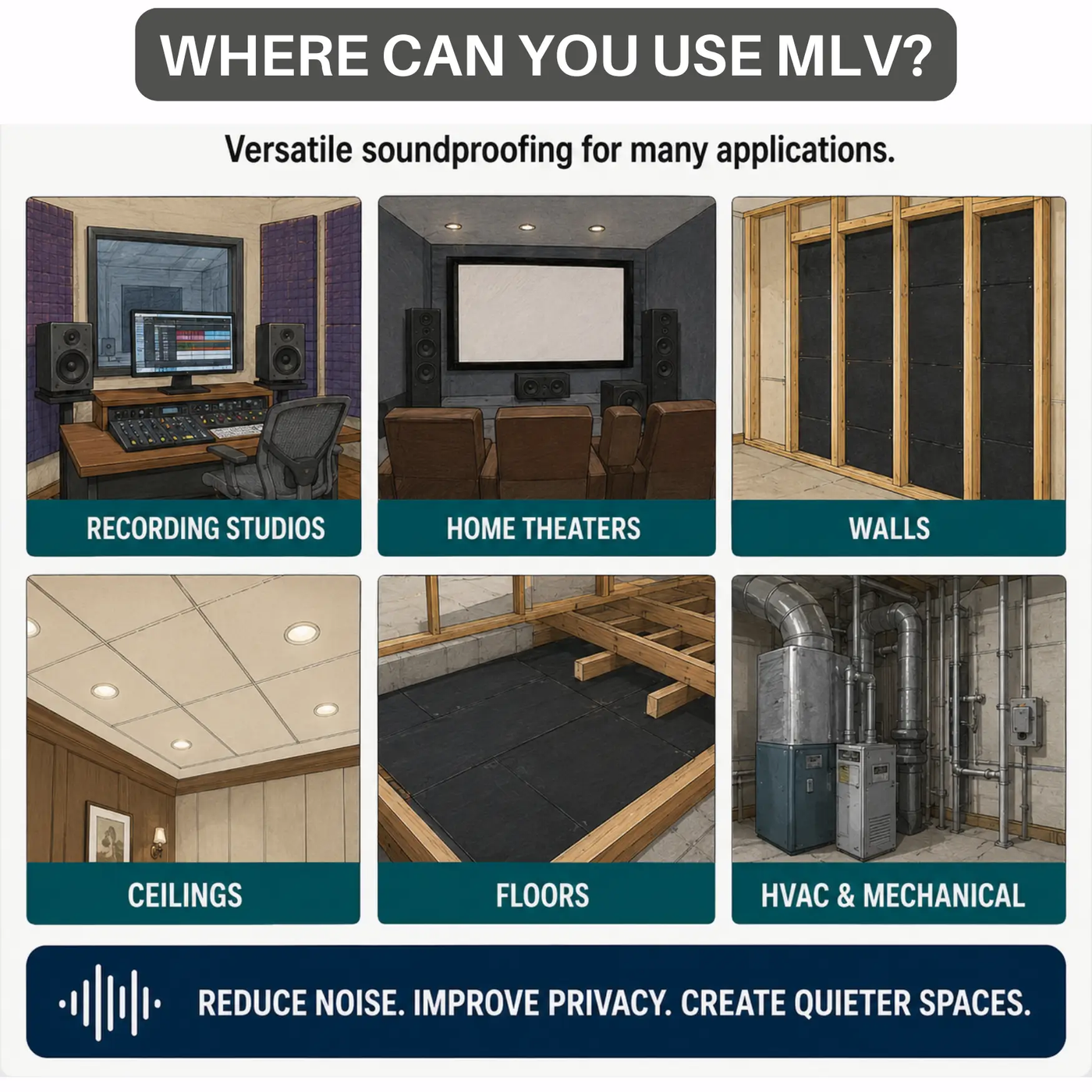 Mass Loaded Vinyl Sound Barrier - 0.5, 1 & 2 lb Options by SoundAssured
