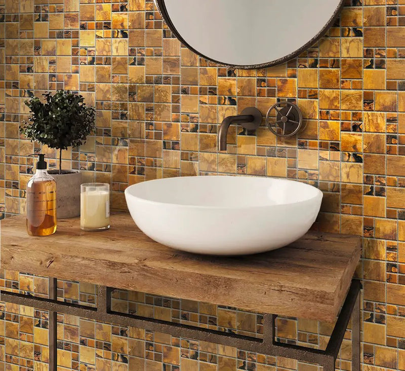Bronze 12x12 Matte Square Metal Mosaic Tile (5 pack, 4.75 sq ft/case) by Apollo Tile