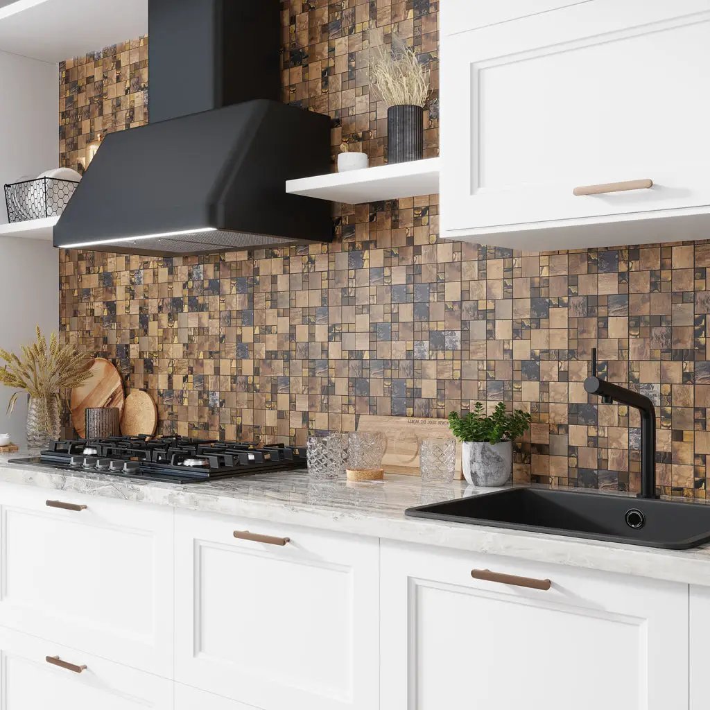 Bronze 12x12 Matte Square Metal Mosaic Tile (5 pack, 4.75 sq ft/case) by Apollo Tile