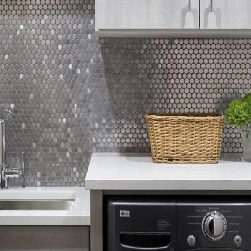 Lead Gray 12x12 Polished Penny Round Metal Mosaic Tile (5 pack, 4.75 sq ft/case) by Apollo Tile