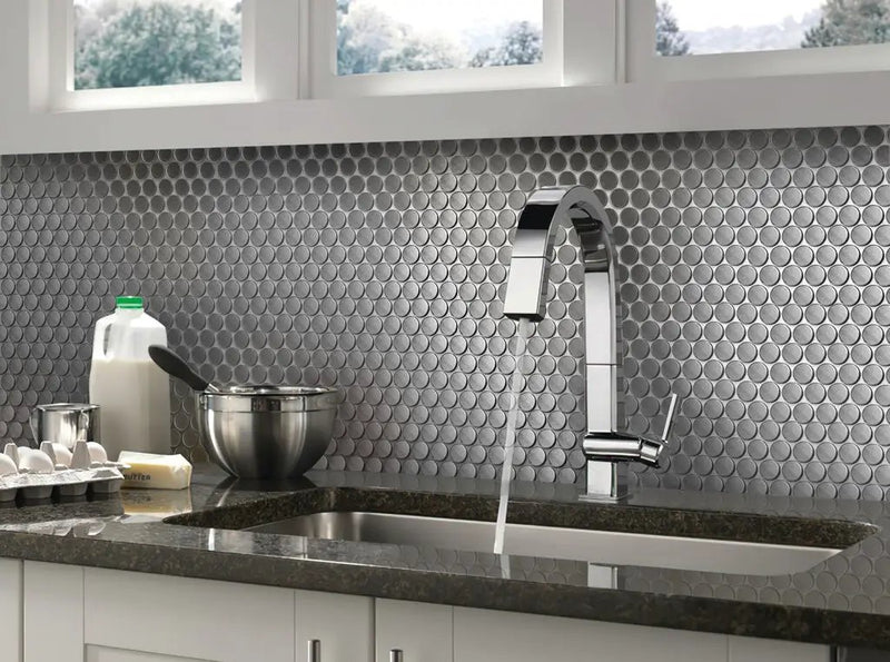 Lead Gray 12x12 Polished Penny Round Metal Mosaic Tile (5 pack, 4.75 sq ft/case) by Apollo Tile