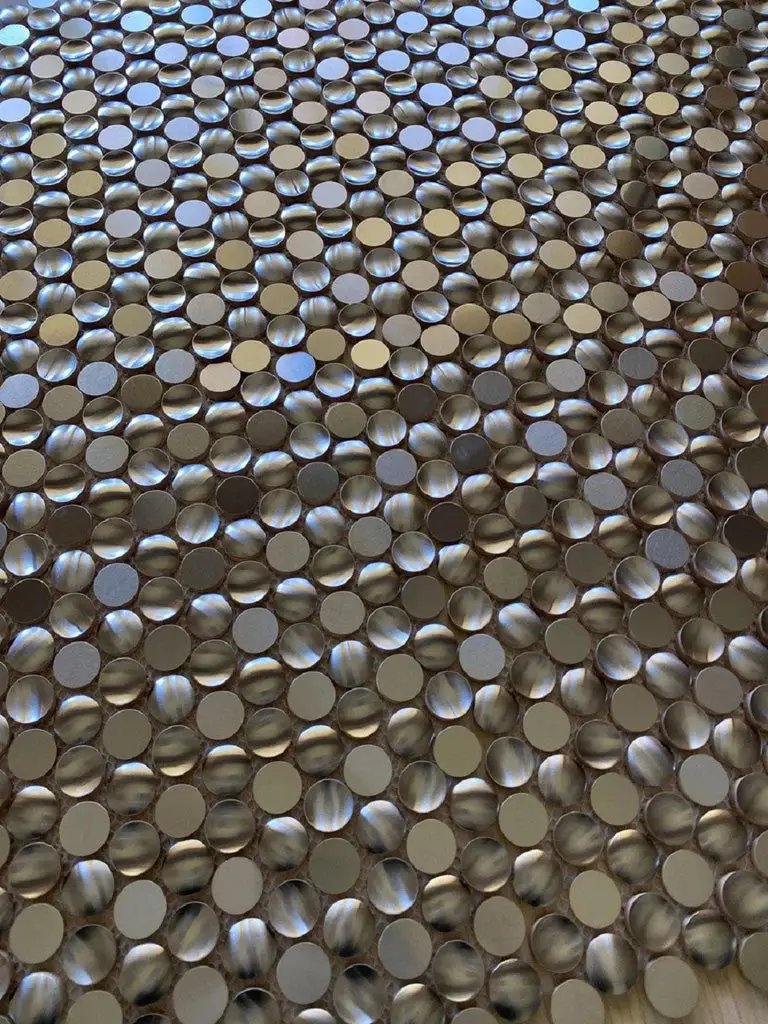 Anchor Gray 12x12 Polished Penny Round Metal Mosaic Tile (5 pack, 4.75 sq ft/case) by Apollo Tile