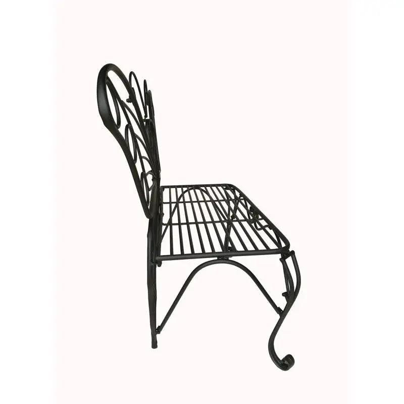 Modern Outdoor Butterfly Garden Bench in Black Metal Finish by HomePacific