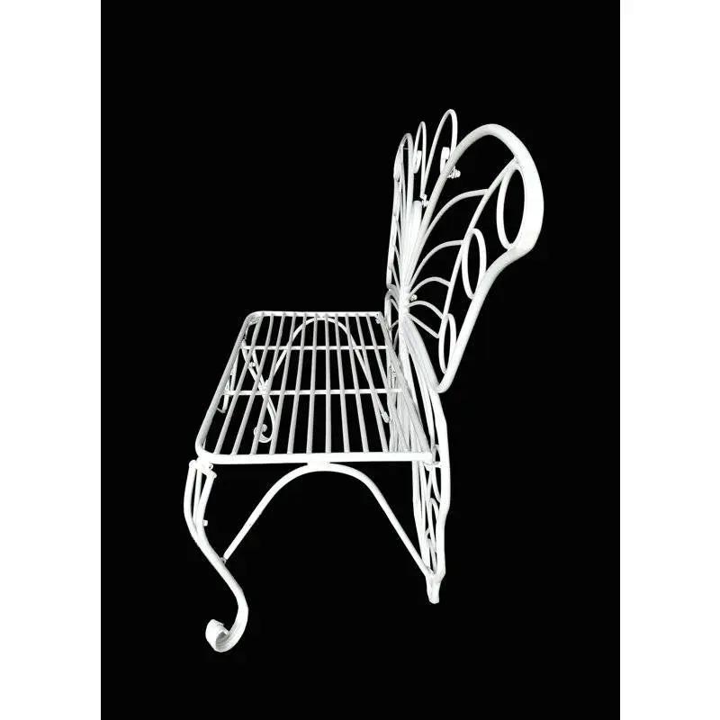 Modern Outdoor Butterfly Garden Bench in White Metal Finish by HomePacific