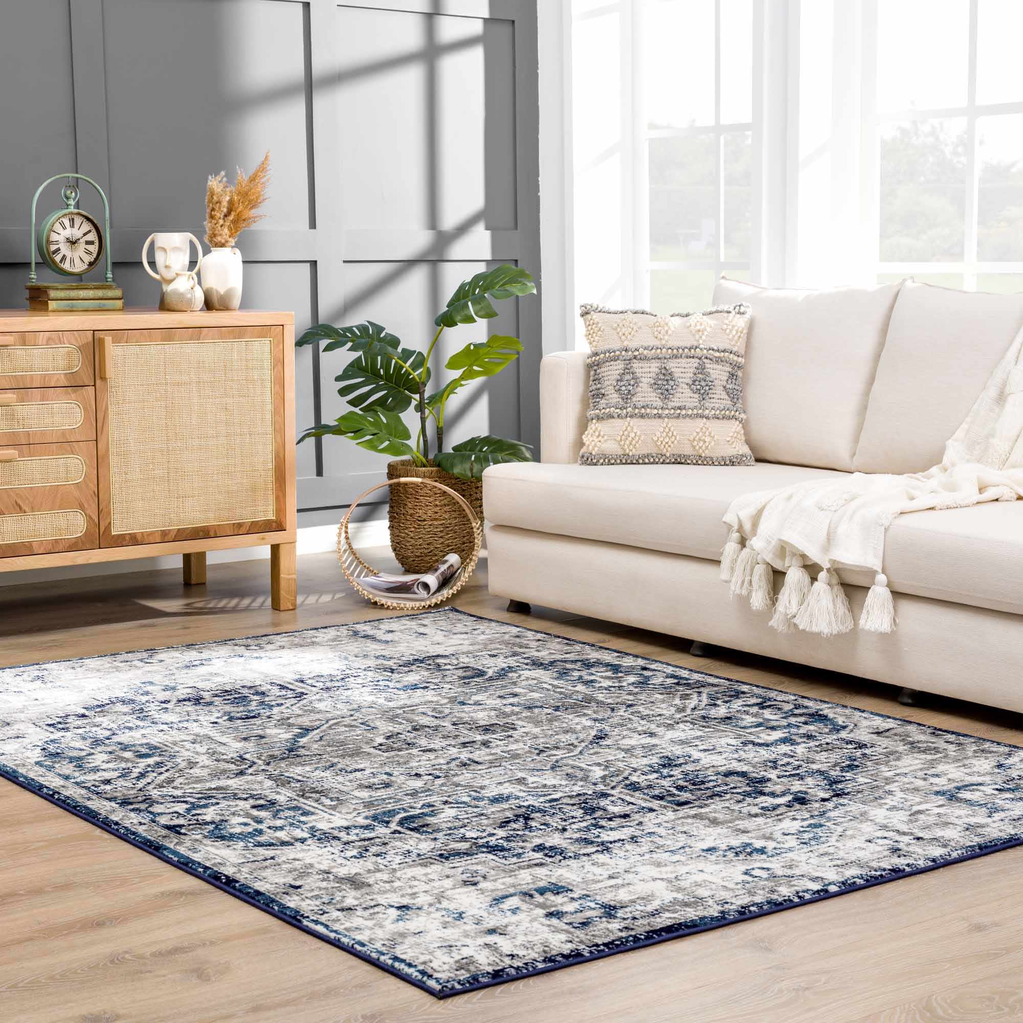 Buenaventura Navy Area Rug by Hauteloom
