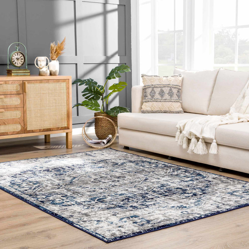 Buenaventura Navy Area Rug by Hauteloom