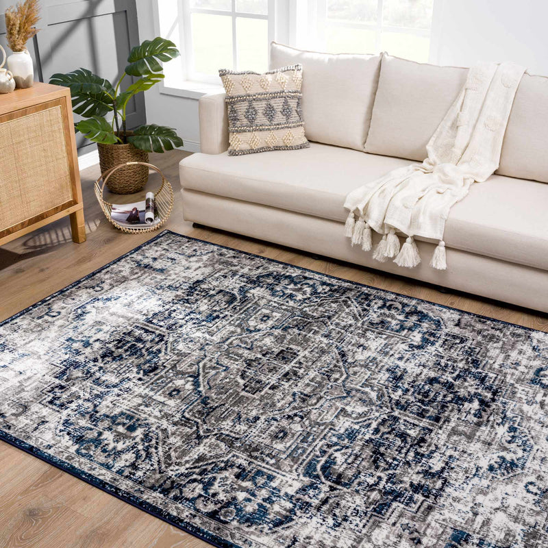 Buenaventura Navy Area Rug by Hauteloom