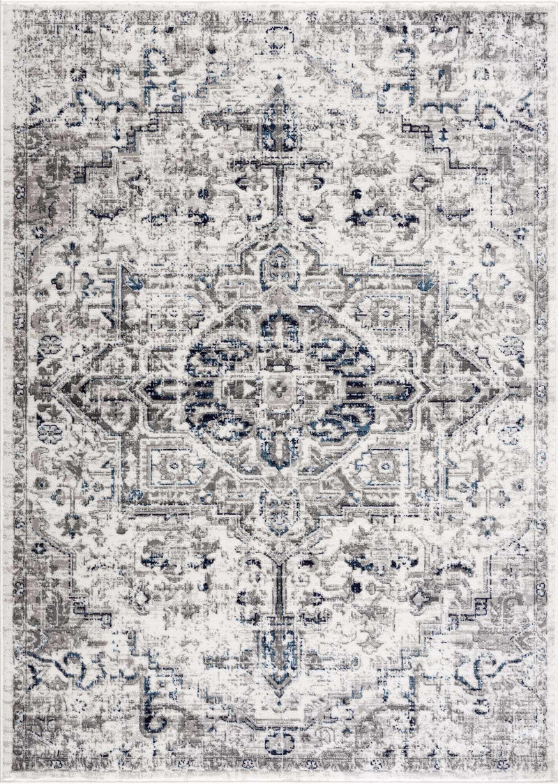 Buenaventura Cream & Navy Area Rug - Clearance by Boutique Rugs