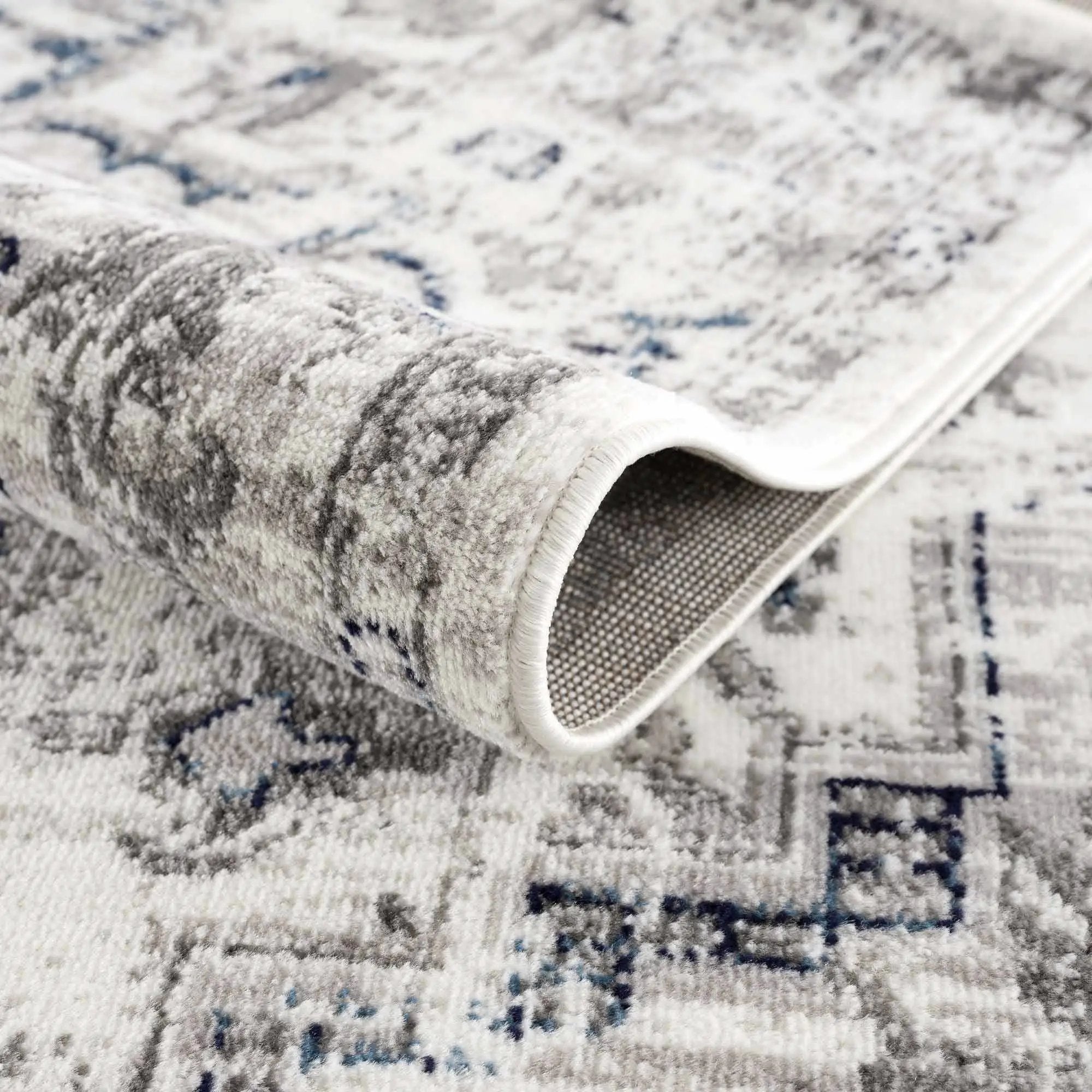 Buenaventura Cream & Navy Area Rug by Hauteloom