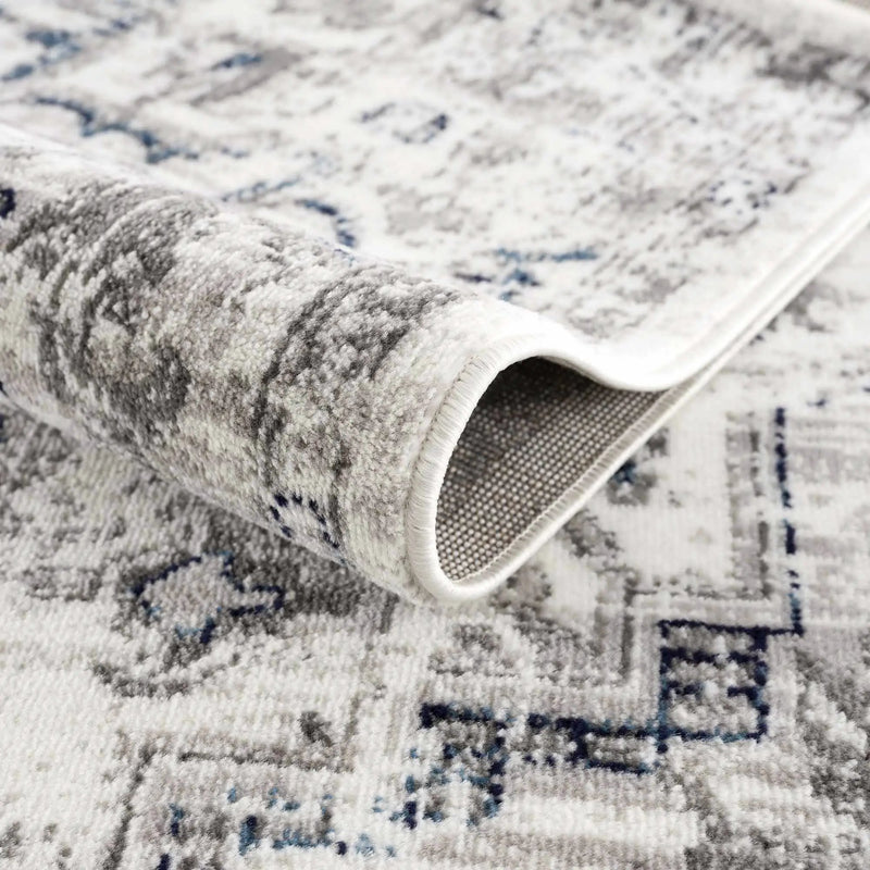 Buenaventura Cream & Navy Area Rug by Hauteloom