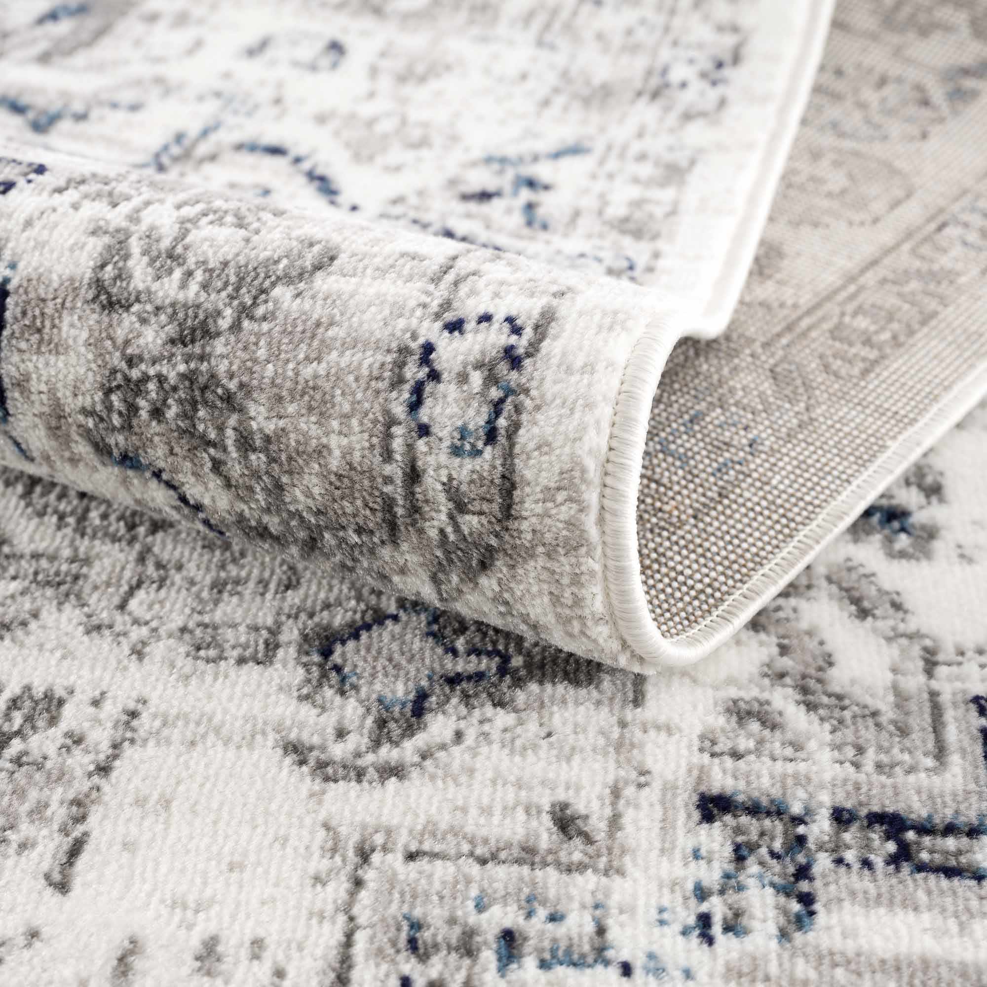 Buenaventura Cream & Navy Area Rug - Clearance by Boutique Rugs
