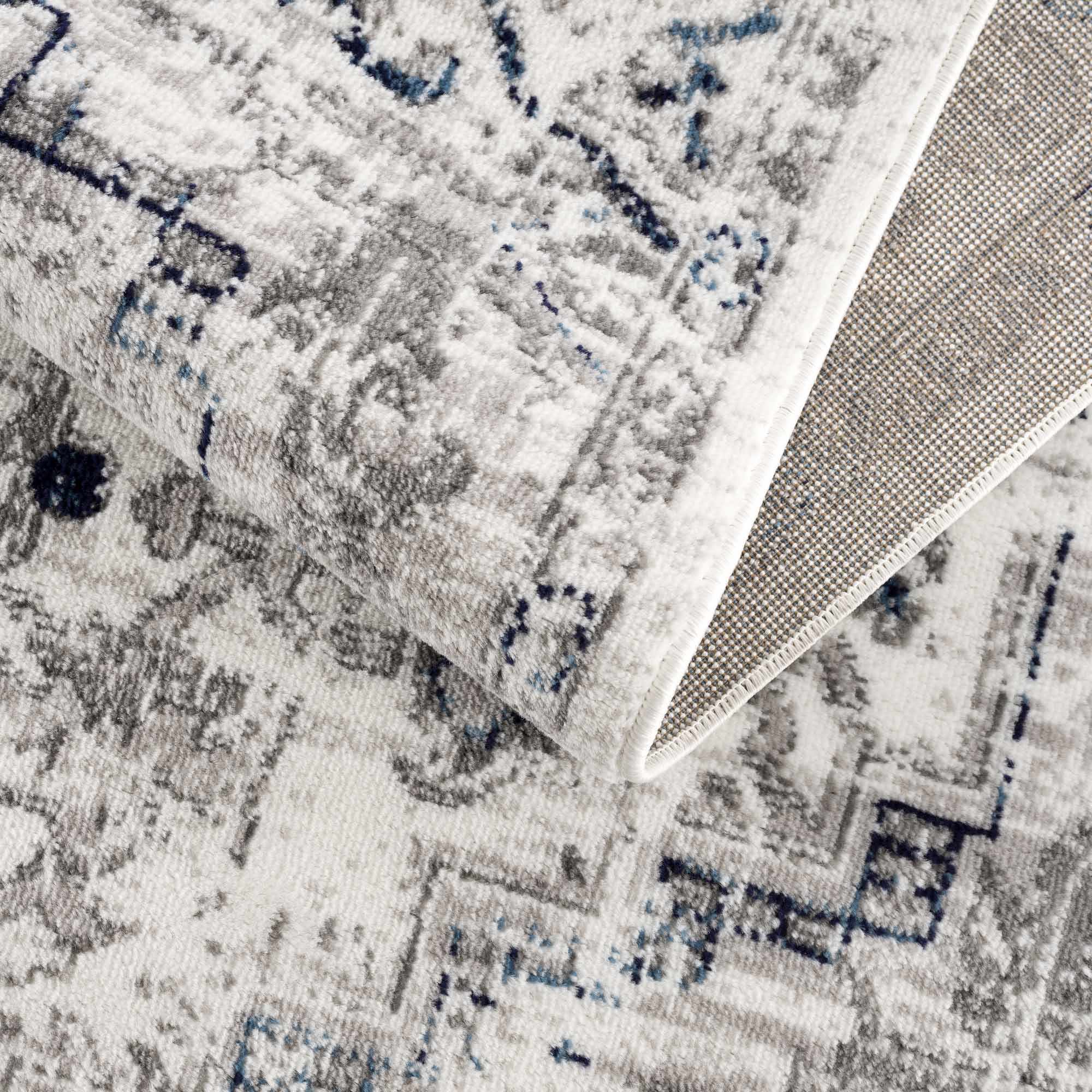 Buenaventura Cream & Navy Area Rug by Hauteloom