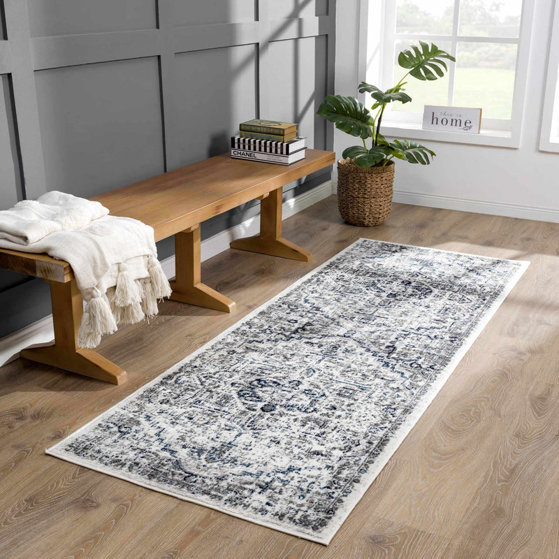 Buenaventura Cream & Navy Area Rug by Hauteloom