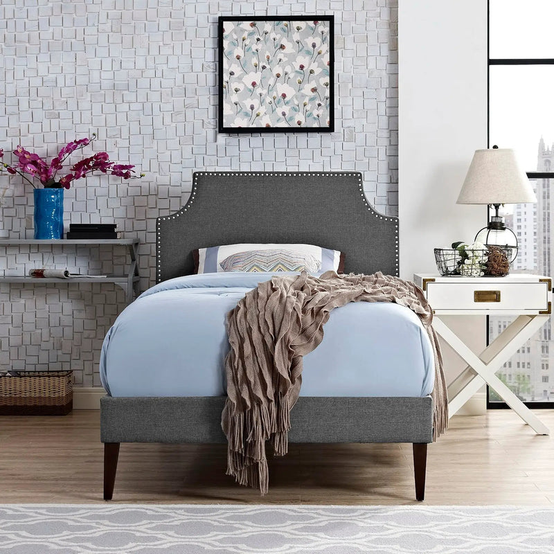Laura Fabric Twin Platform Bed with Squared Tapered Legs by Modway by HouseOfZazla
