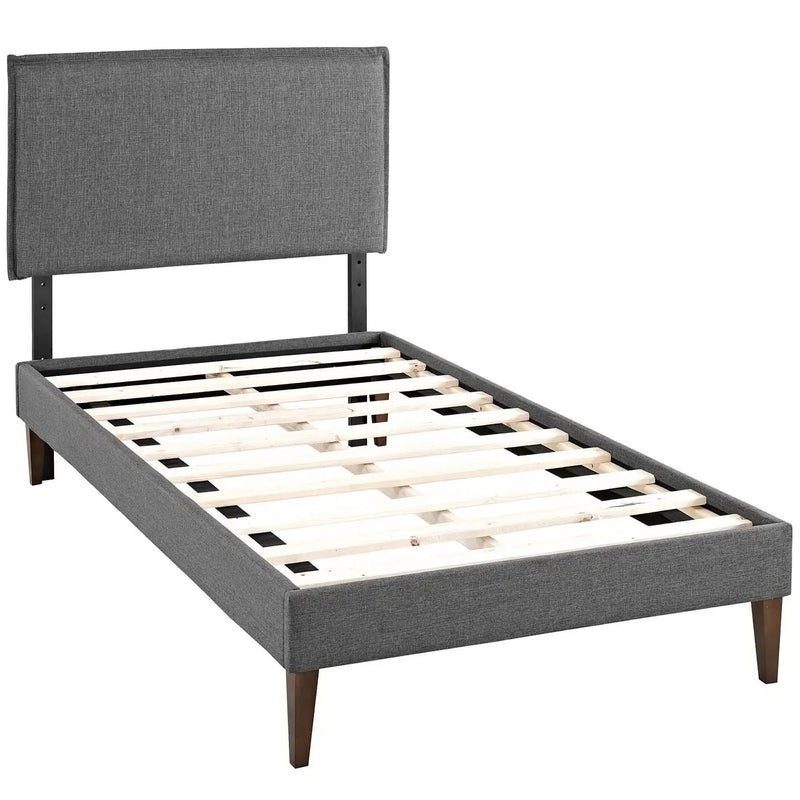 Camille Fabric Twin Platform Bed with Squared Tapered Legs by Modway by HouseOfZazla
