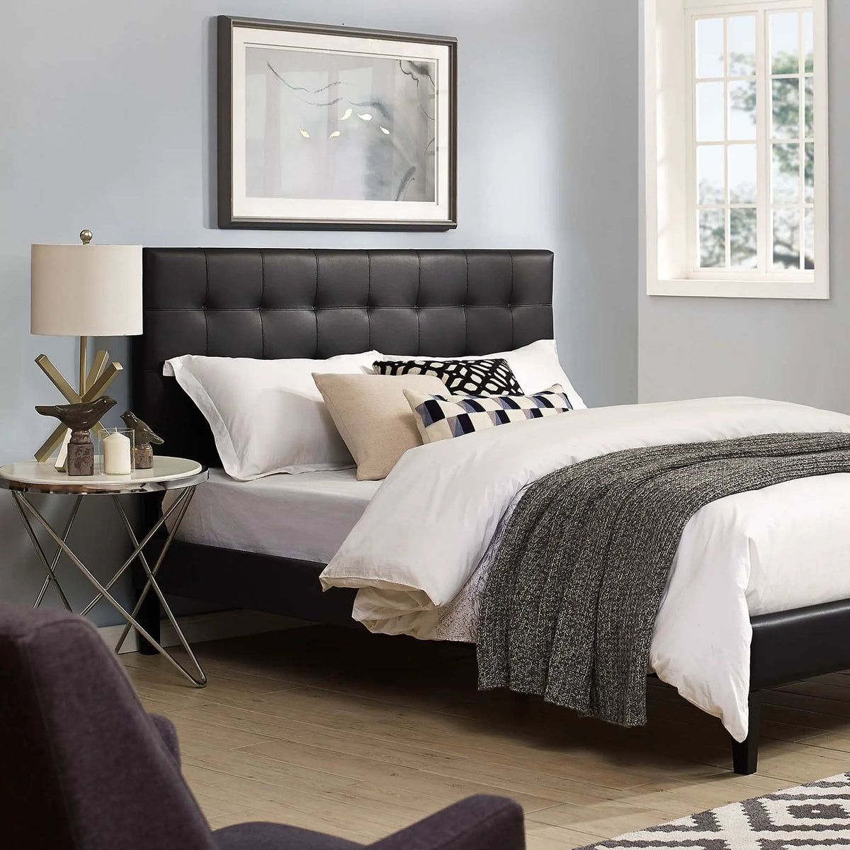 Paisley Tufted Upholstered Faux Leather King and California King Headboard by HouseOfZazla