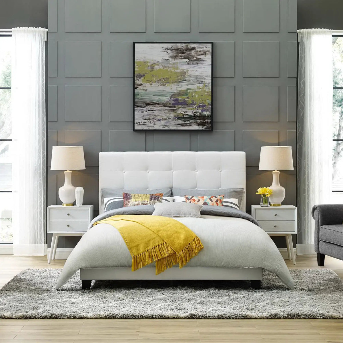 Melanie Tufted Button Upholstered Fabric Queen Platform Bed by Modway by HouseOfZazla