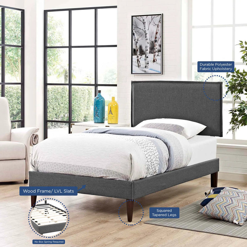 Amaris Fabric Twin Platform Bed with Squared Tapered Legs by Modway by HouseOfZazla
