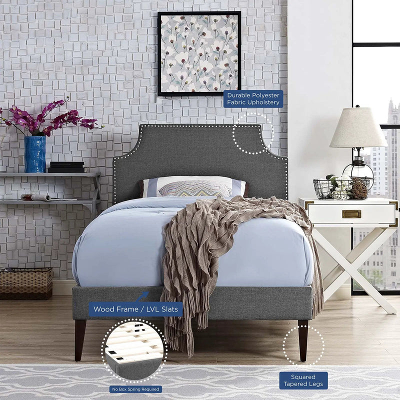 Corene Fabric Twin Platform Bed with Squared Tapered Legs by Modway by HouseOfZazla