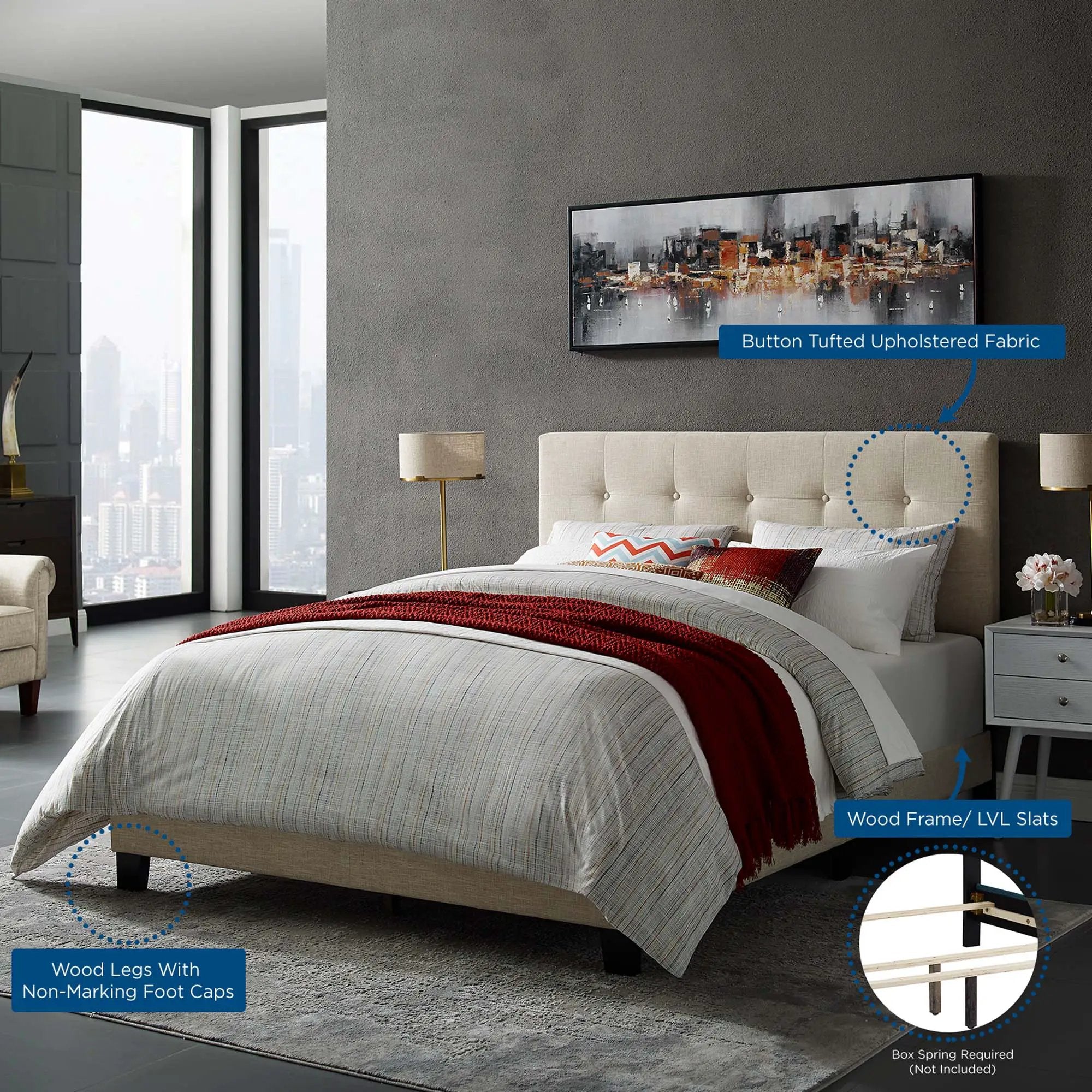 Amira Upholstered Fabric Full Bed by Modway by HouseOfZazla
