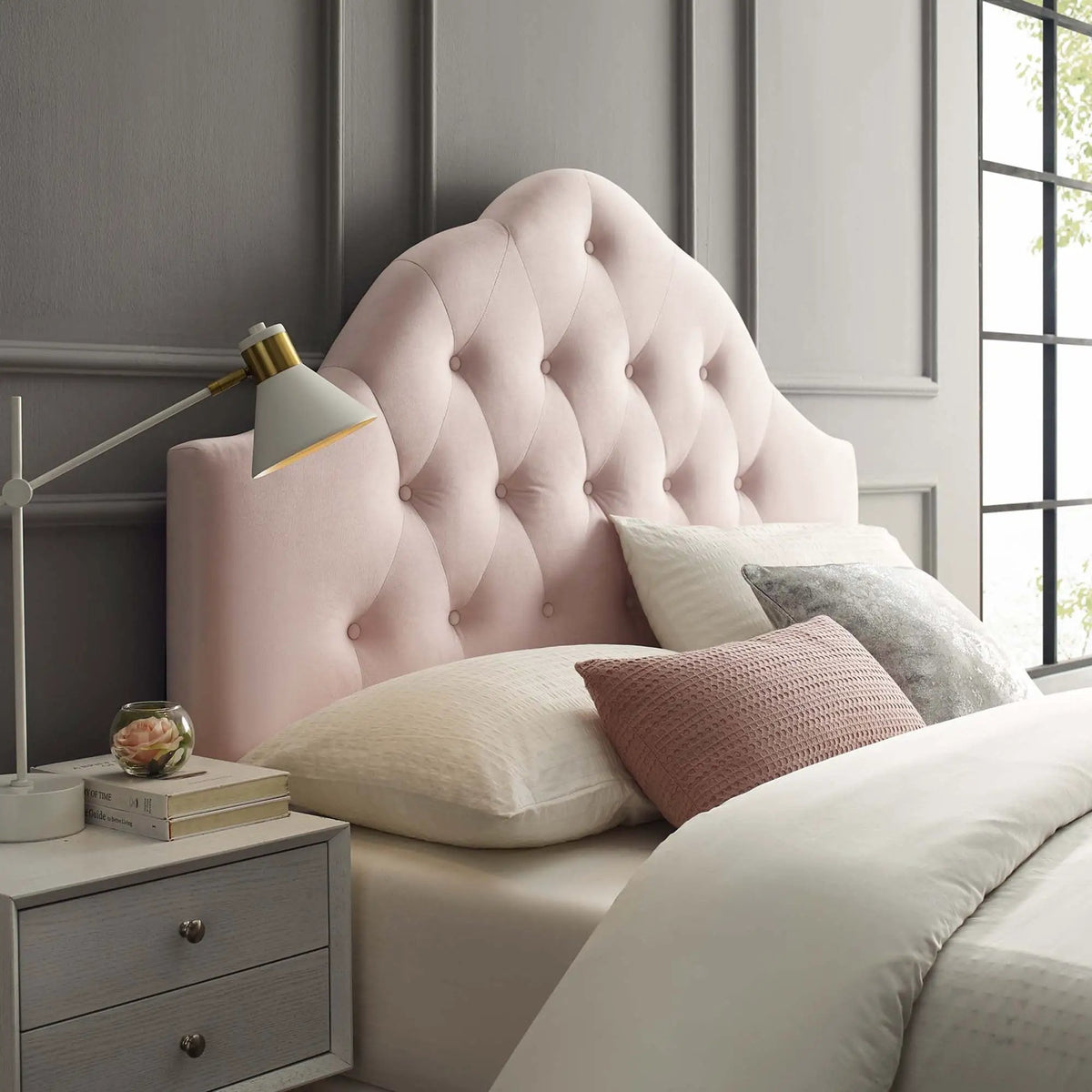 Sovereign Diamond Tufted Performance Velvet Queen Headboard by HouseOfZazla