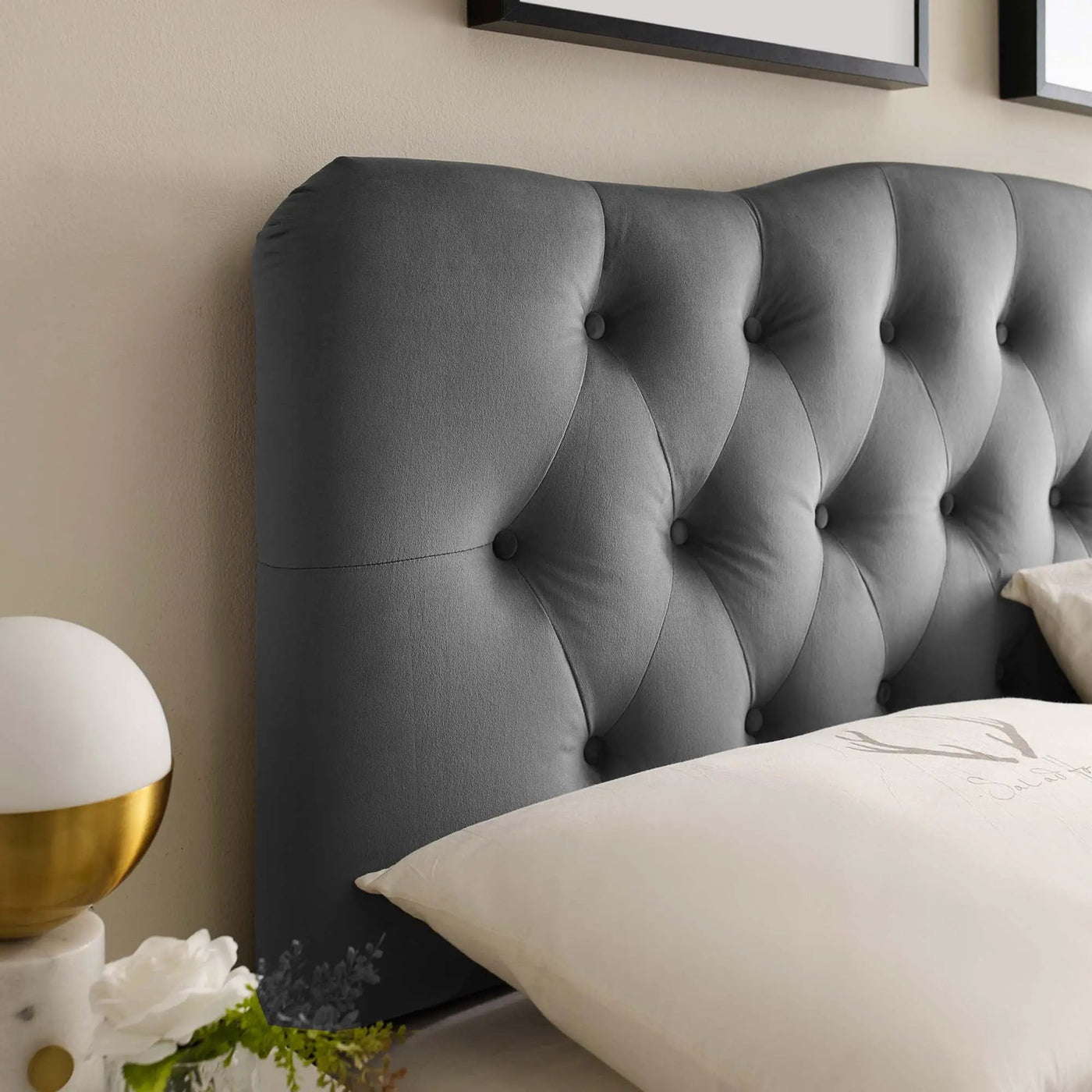 Annabel Diamond Tufted Performance Velvet Queen Headboard by HouseOfZazla