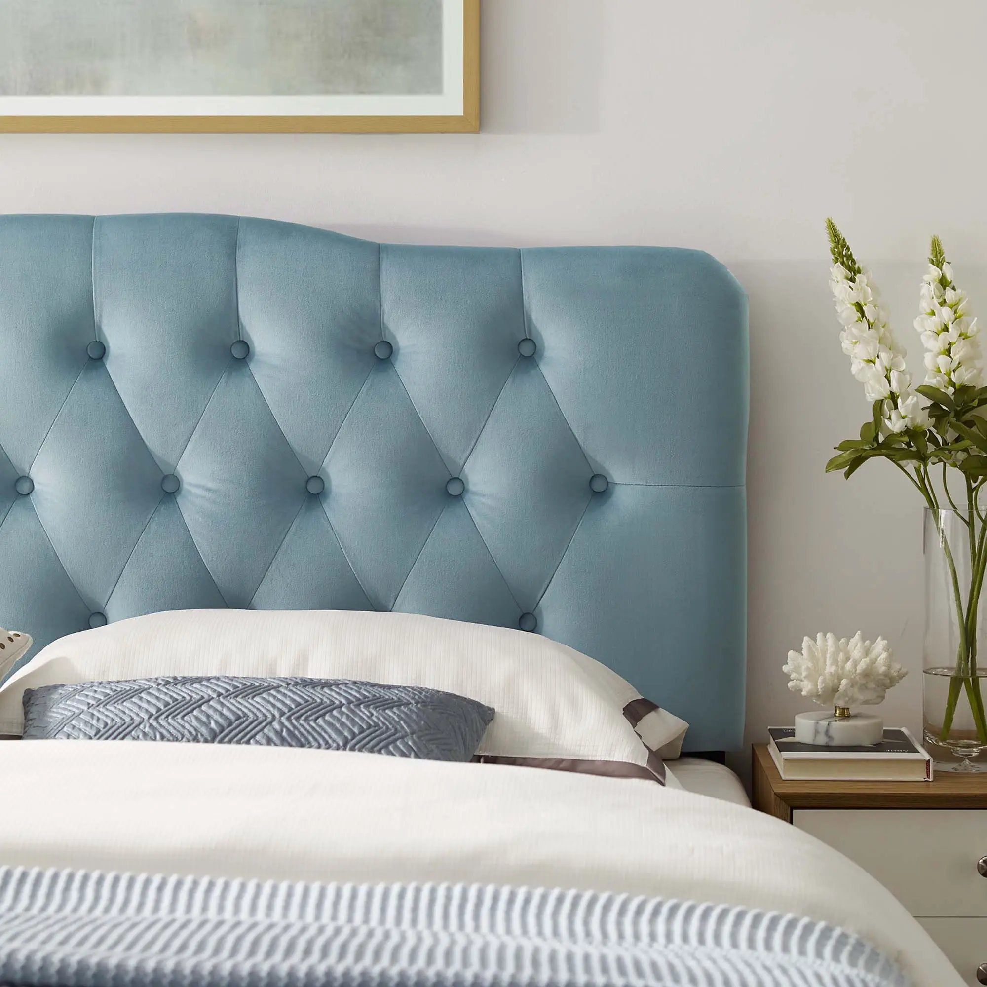 Annabel Diamond Tufted Performance Velvet Queen Headboard by HouseOfZazla