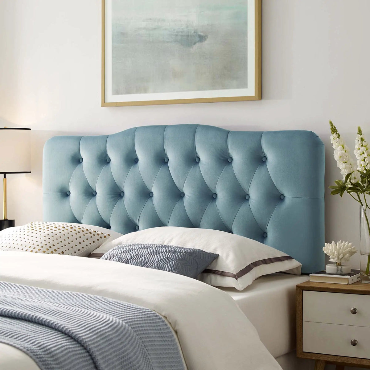 Annabel Diamond Tufted Performance Velvet Queen Headboard by HouseOfZazla