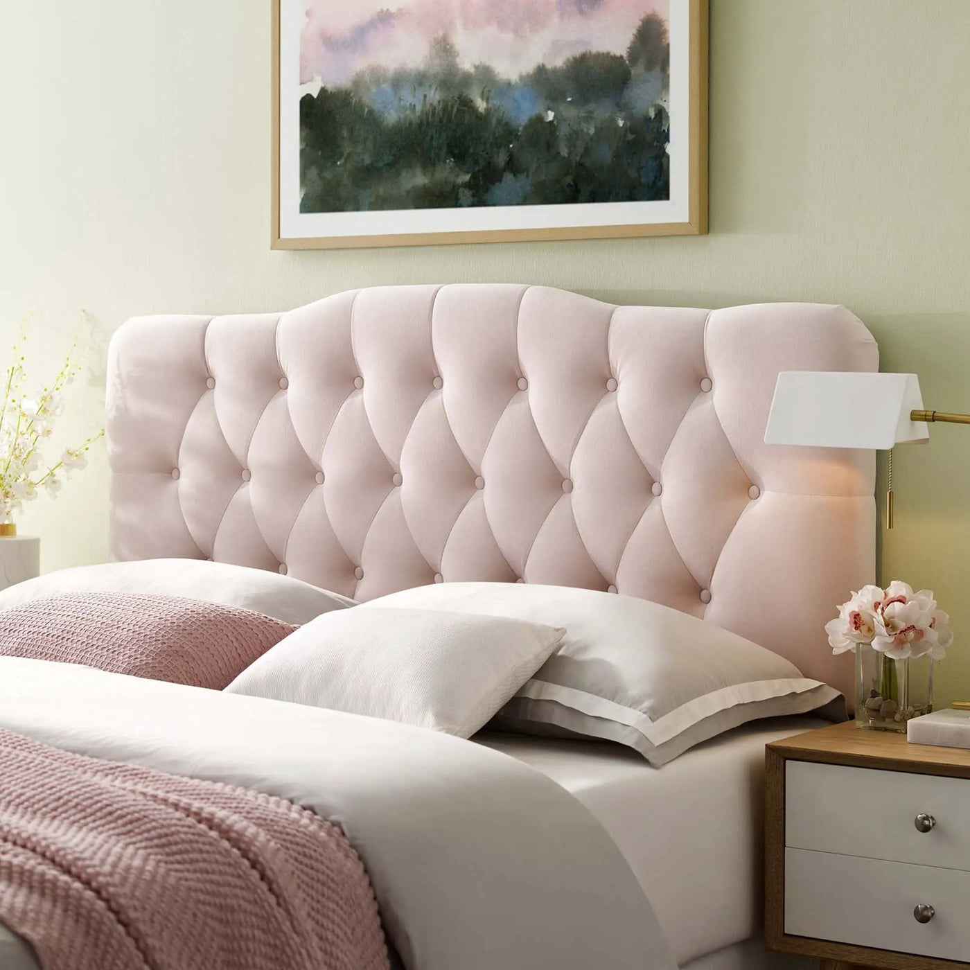 Annabel Diamond Tufted Performance Velvet Queen Headboard by HouseOfZazla