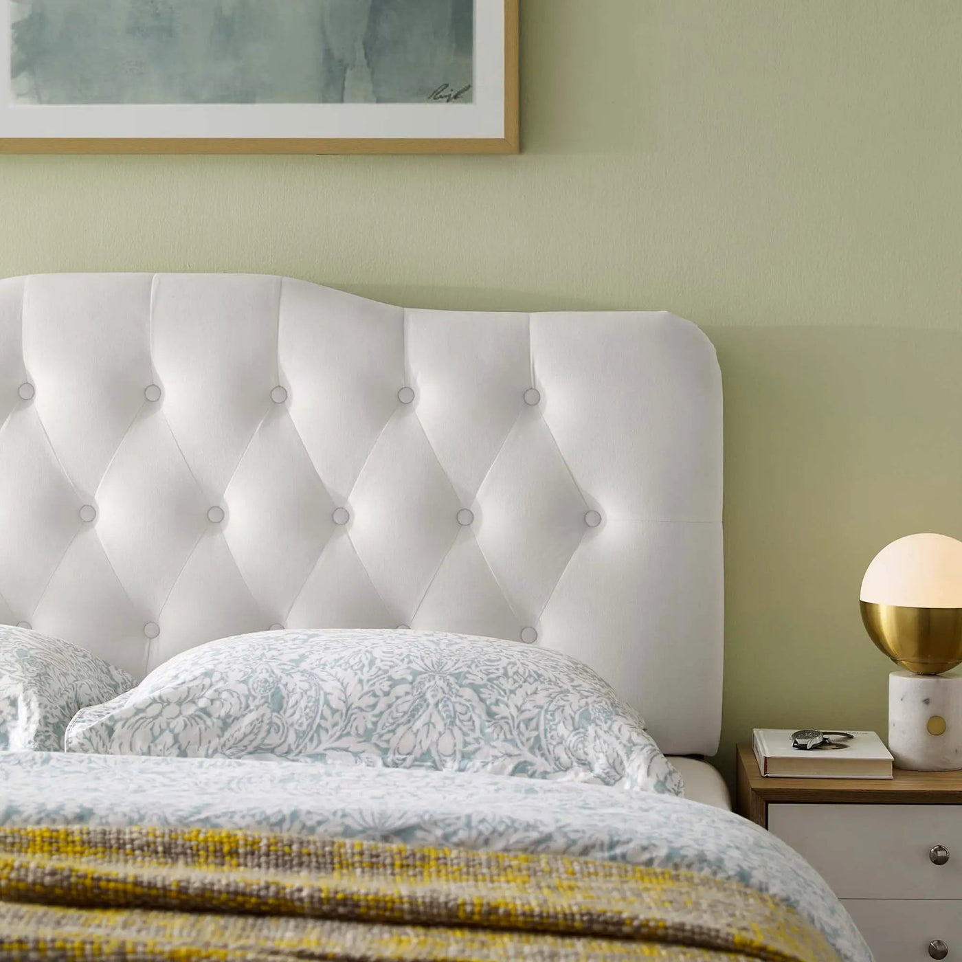 Annabel Diamond Tufted Performance Velvet Queen Headboard by HouseOfZazla