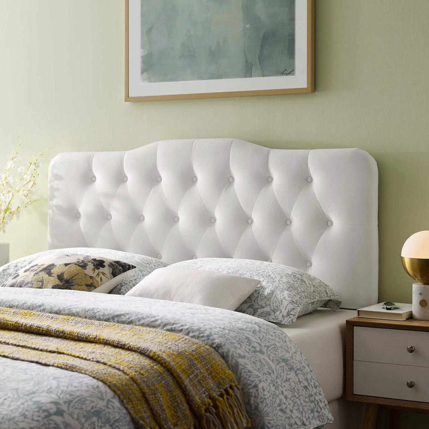 Annabel Diamond Tufted Performance Velvet Queen Headboard by HouseOfZazla