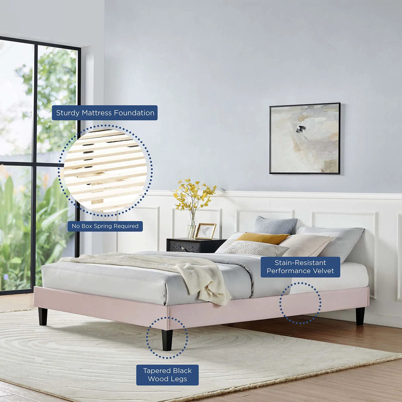 Reign Performance Velvet Twin Platform Bed Frame by Modway by HouseOfZazla