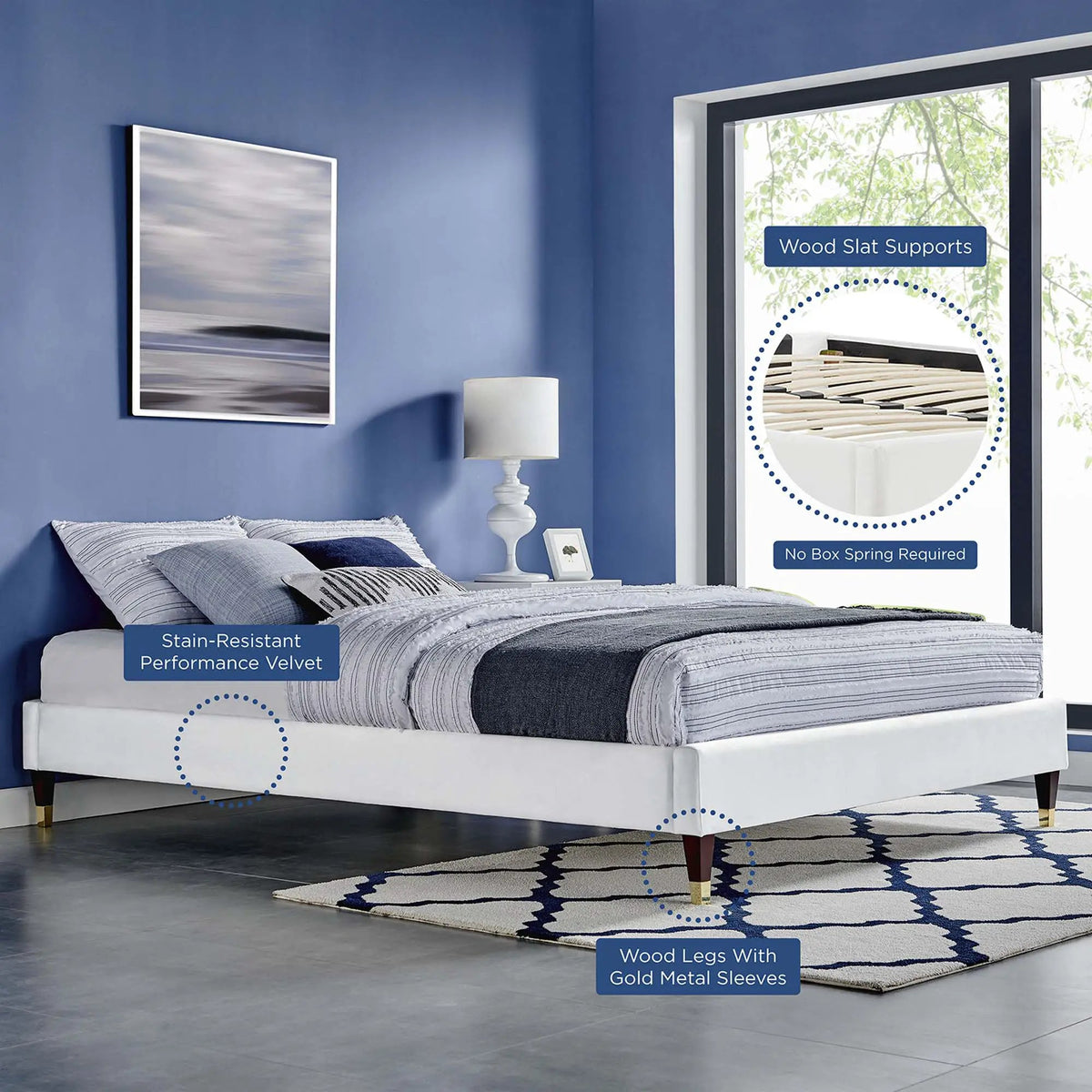Harlow Performance Velvet Queen Platform Bed Frame by Modway by HouseOfZazla