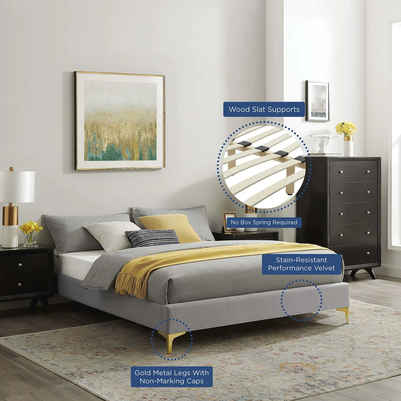 Sutton Performance Velvet Full Bed Frame by Modway by HouseOfZazla