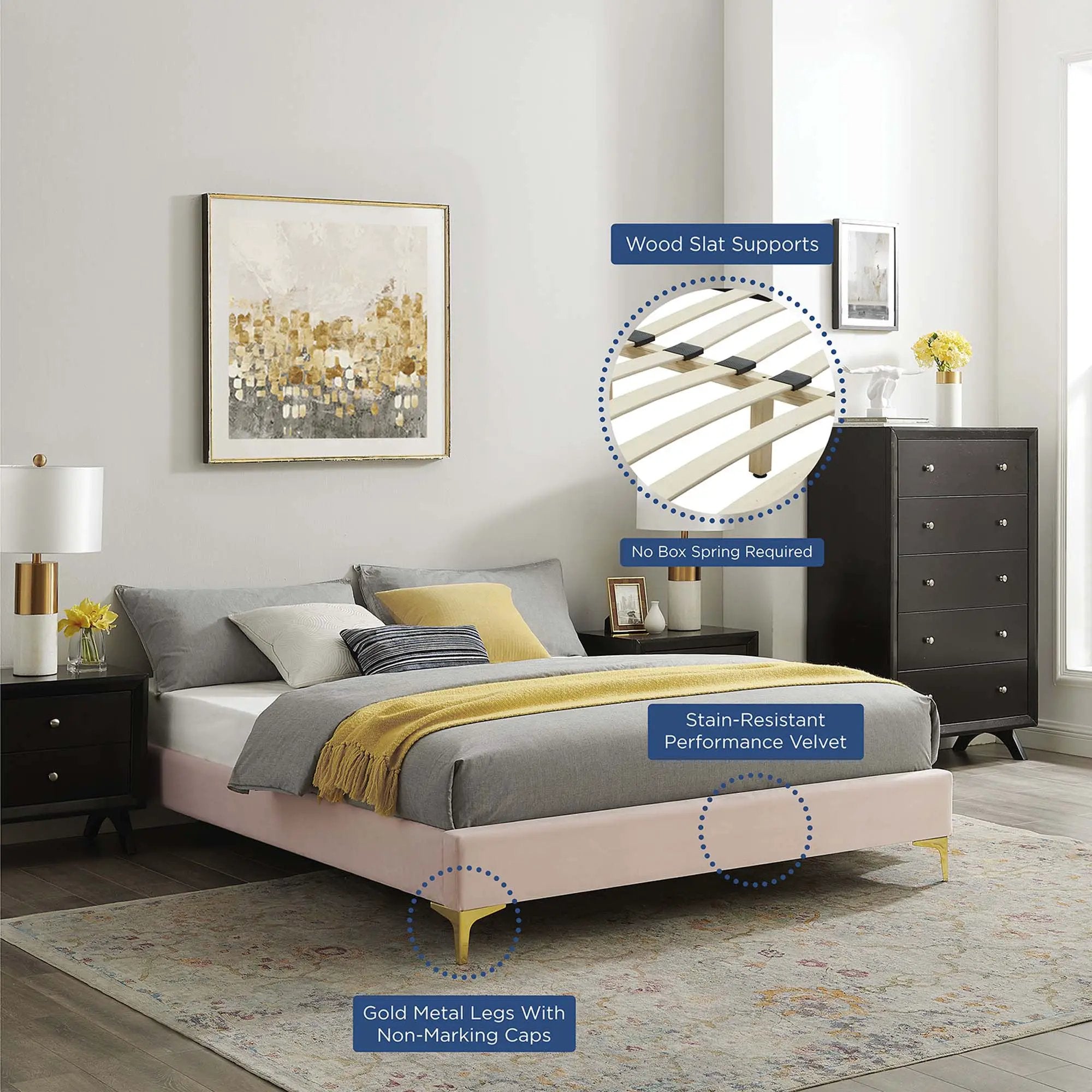 Sutton Performance Velvet Full Bed Frame by Modway by HouseOfZazla