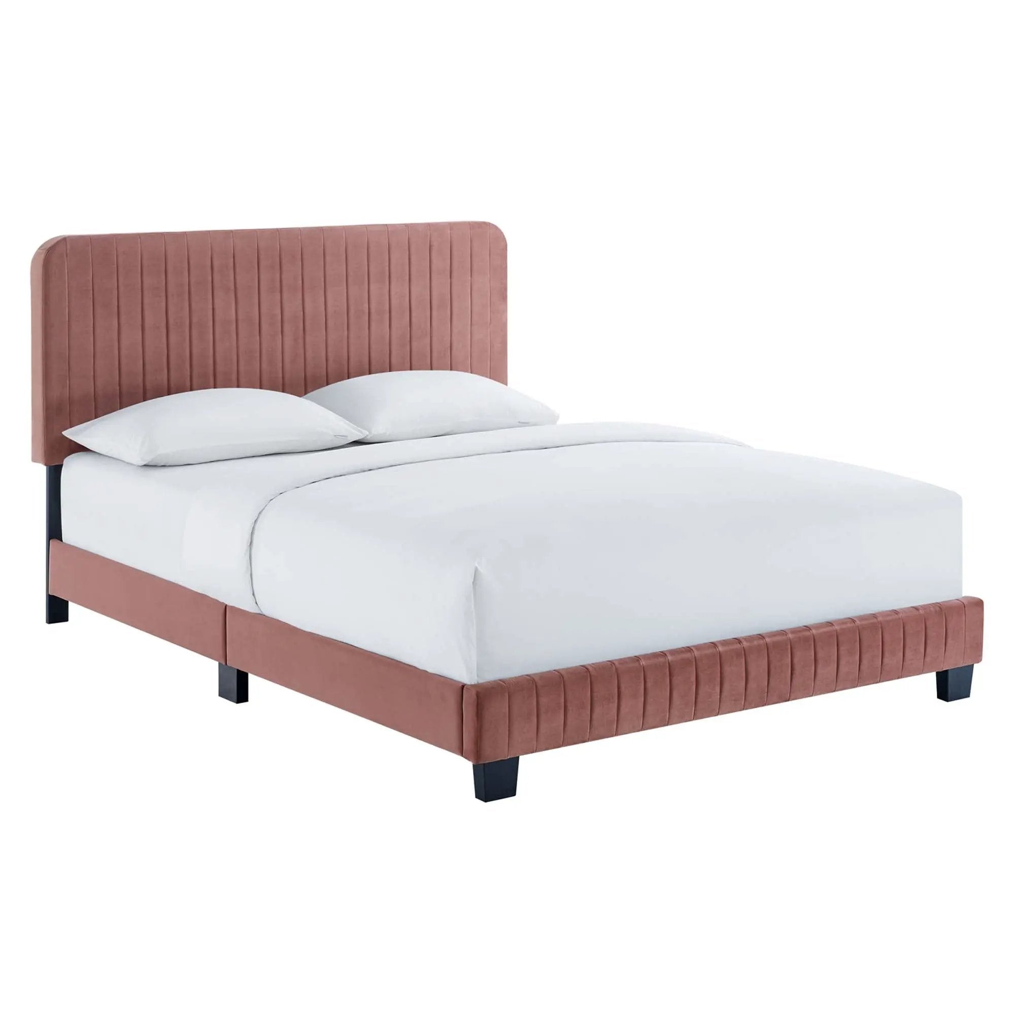 Celine Channel Tufted Performance Velvet Full Platform Bed by HouseOfZazla