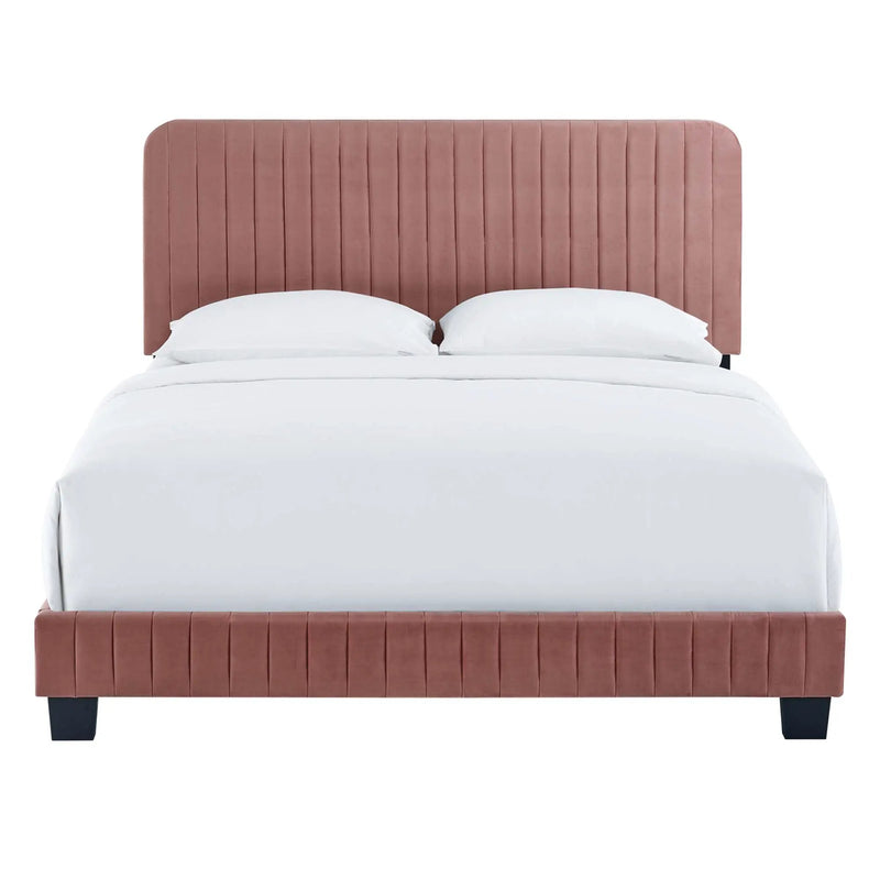 Celine Channel Tufted Performance Velvet Full Platform Bed by HouseOfZazla