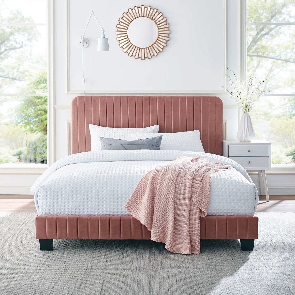 Celine Channel Tufted Performance Velvet Full Platform Bed by HouseOfZazla