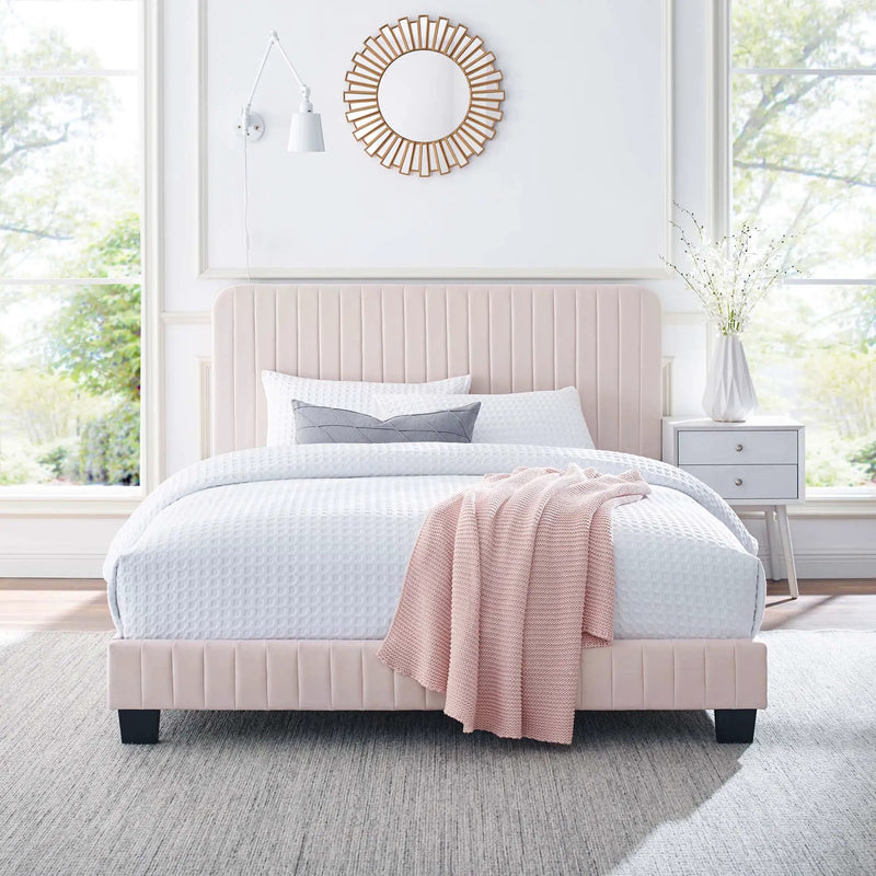 Celine Channel Tufted Performance Velvet Full Platform Bed by HouseOfZazla