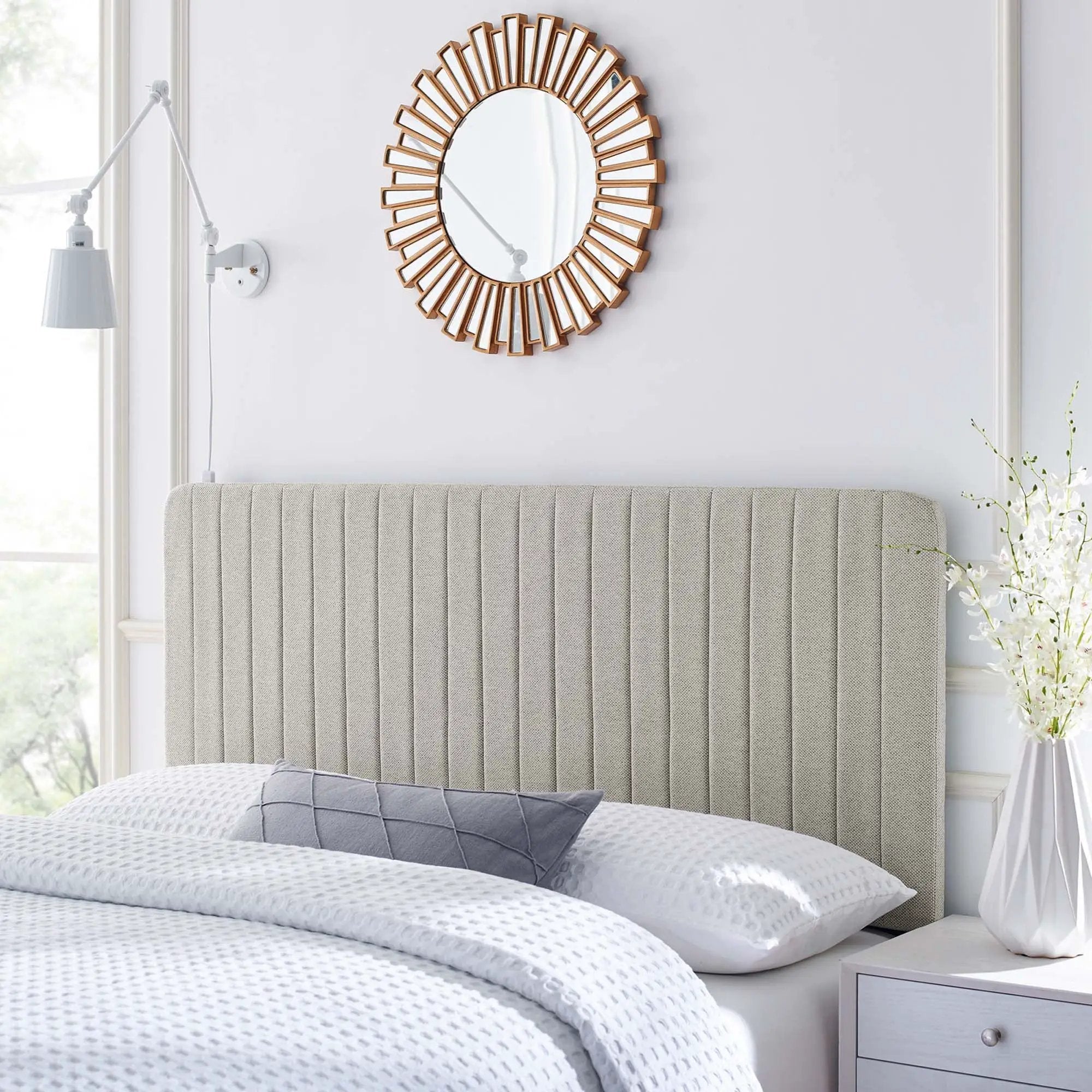 Milenna Channel Tufted Upholstered Fabric Full/Queen Headboard by HouseOfZazla