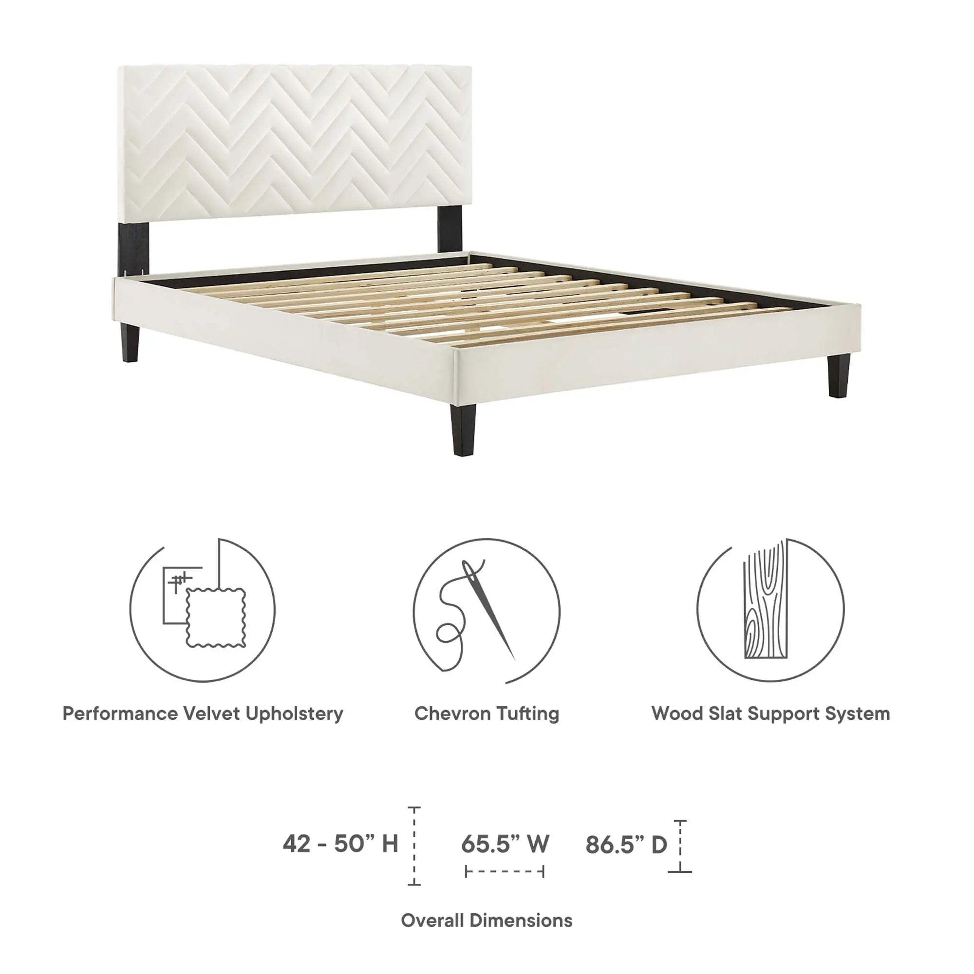 Leah Chevron Tufted Performance Velvet Twin Platform Bed by Modway by HouseOfZazla