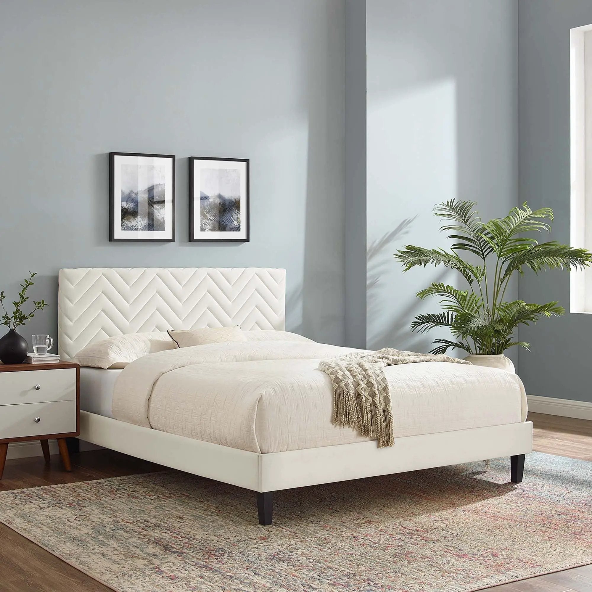 Leah Chevron Tufted Performance Velvet Twin Platform Bed by Modway by HouseOfZazla