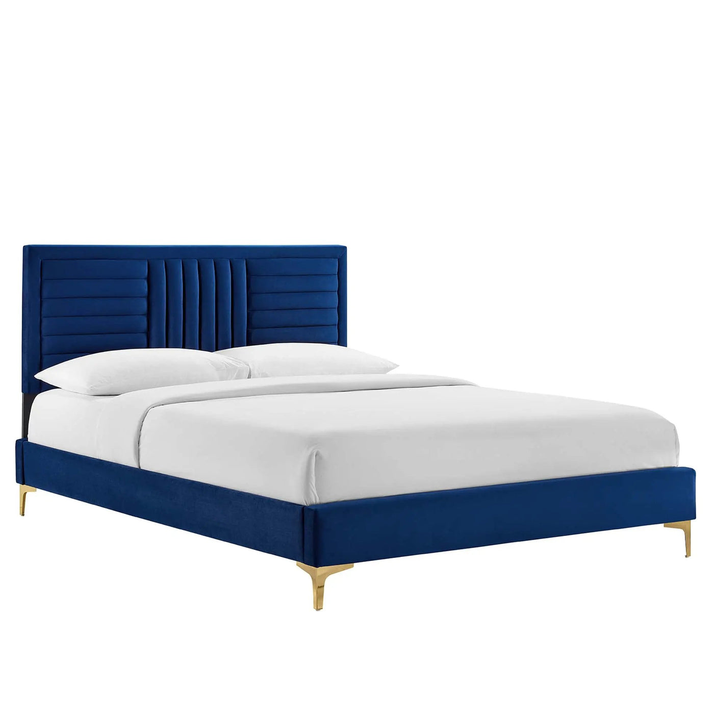 Sofia Channel Tufted Performance Velvet Full Platform Bed by HouseOfZazla