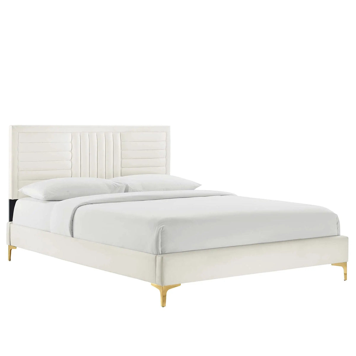Sofia Channel Tufted Performance Velvet Full Platform Bed by HouseOfZazla