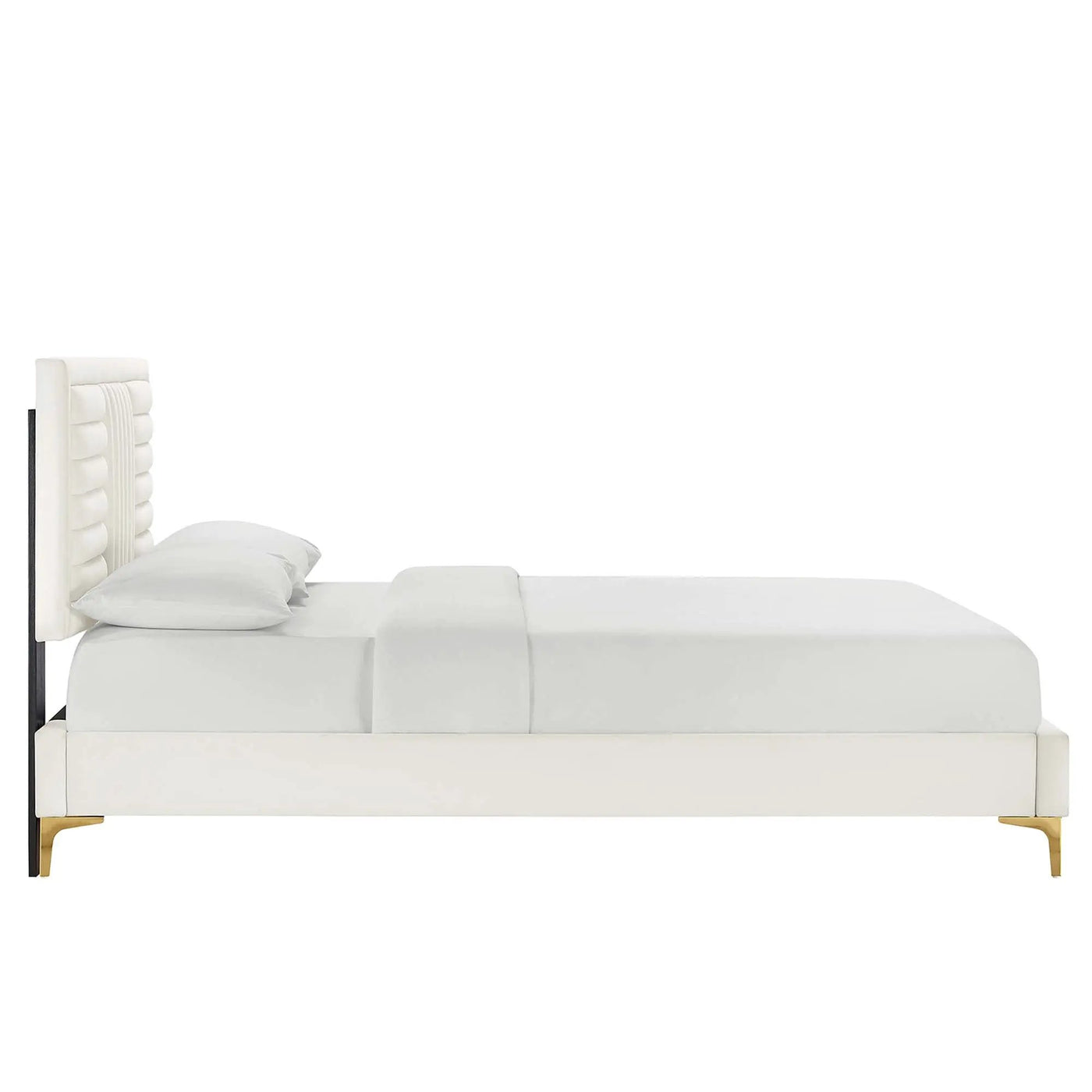Sofia Channel Tufted Performance Velvet Full Platform Bed by HouseOfZazla
