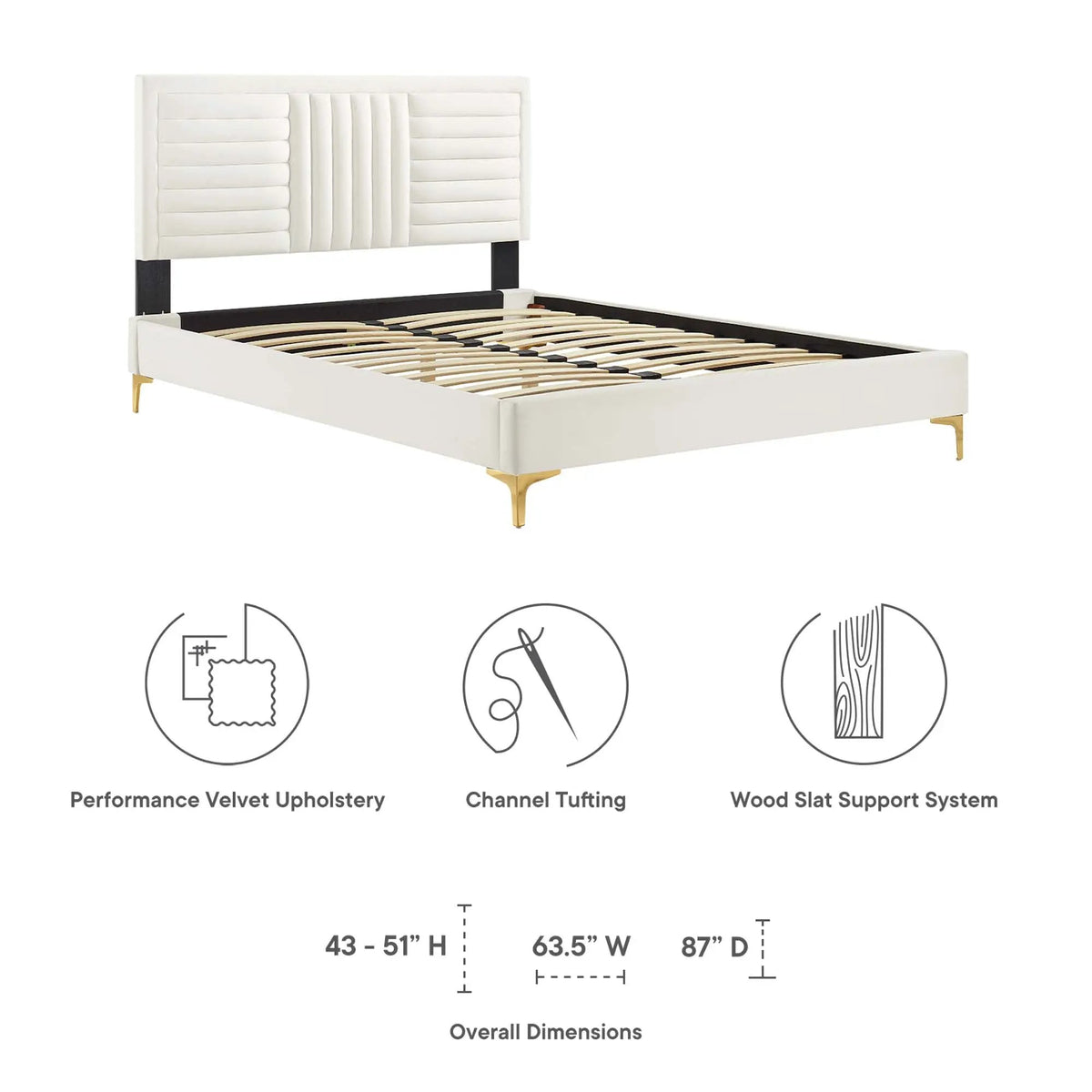 Sofia Channel Tufted Performance Velvet Full Platform Bed by HouseOfZazla
