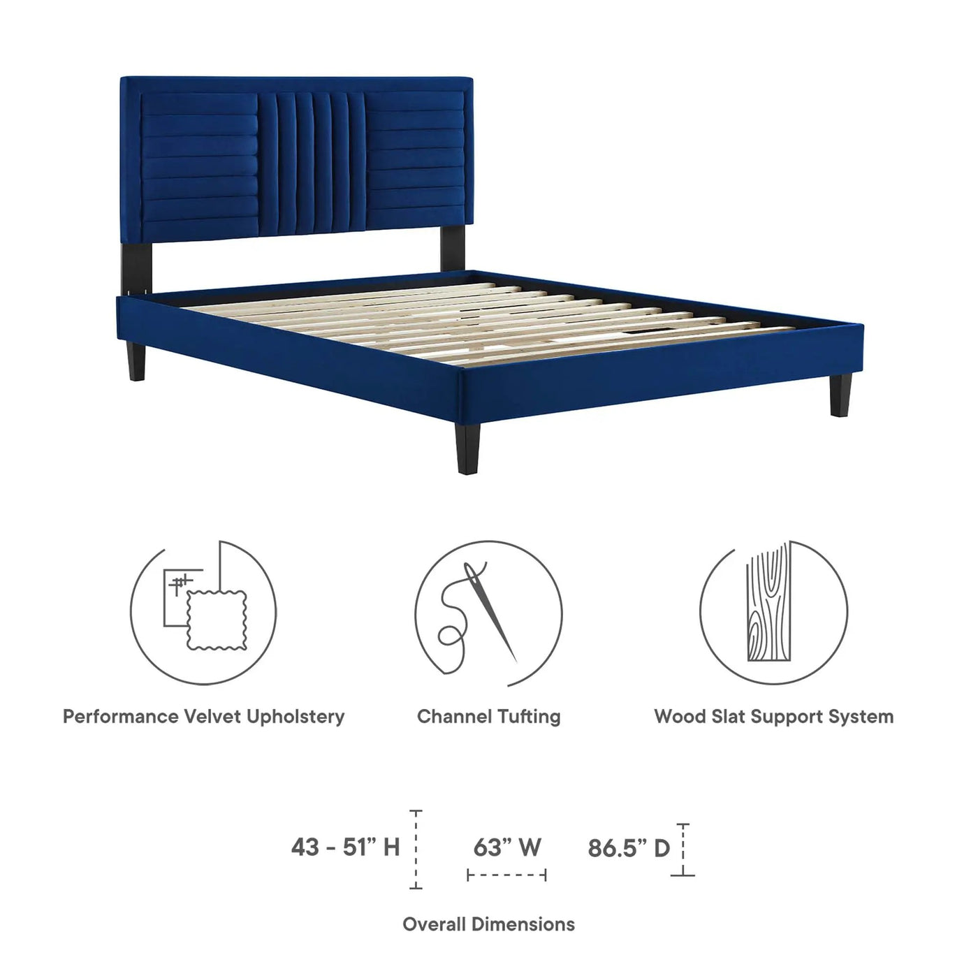 Sofia Channel Tufted Performance Velvet Full Platform Bed by Modway by HouseOfZazla