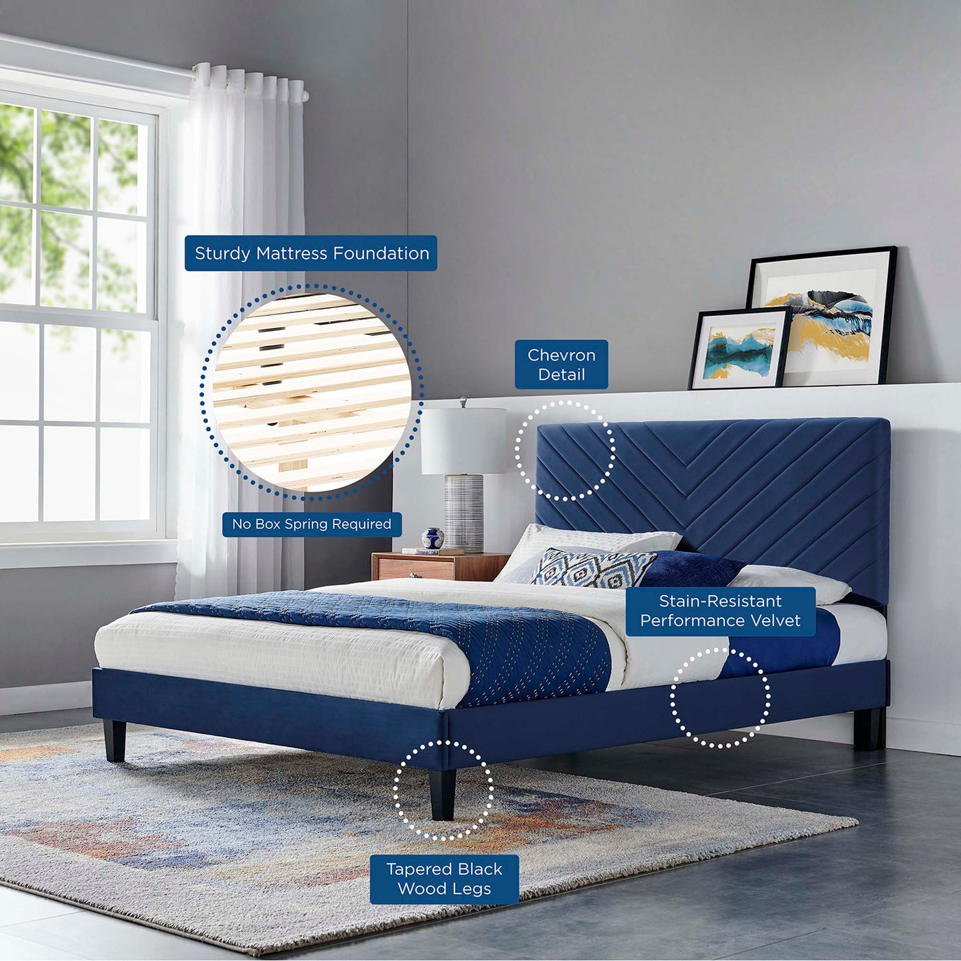 Roxanne Performance Velvet Full Platform Bed by Modway by HouseOfZazla
