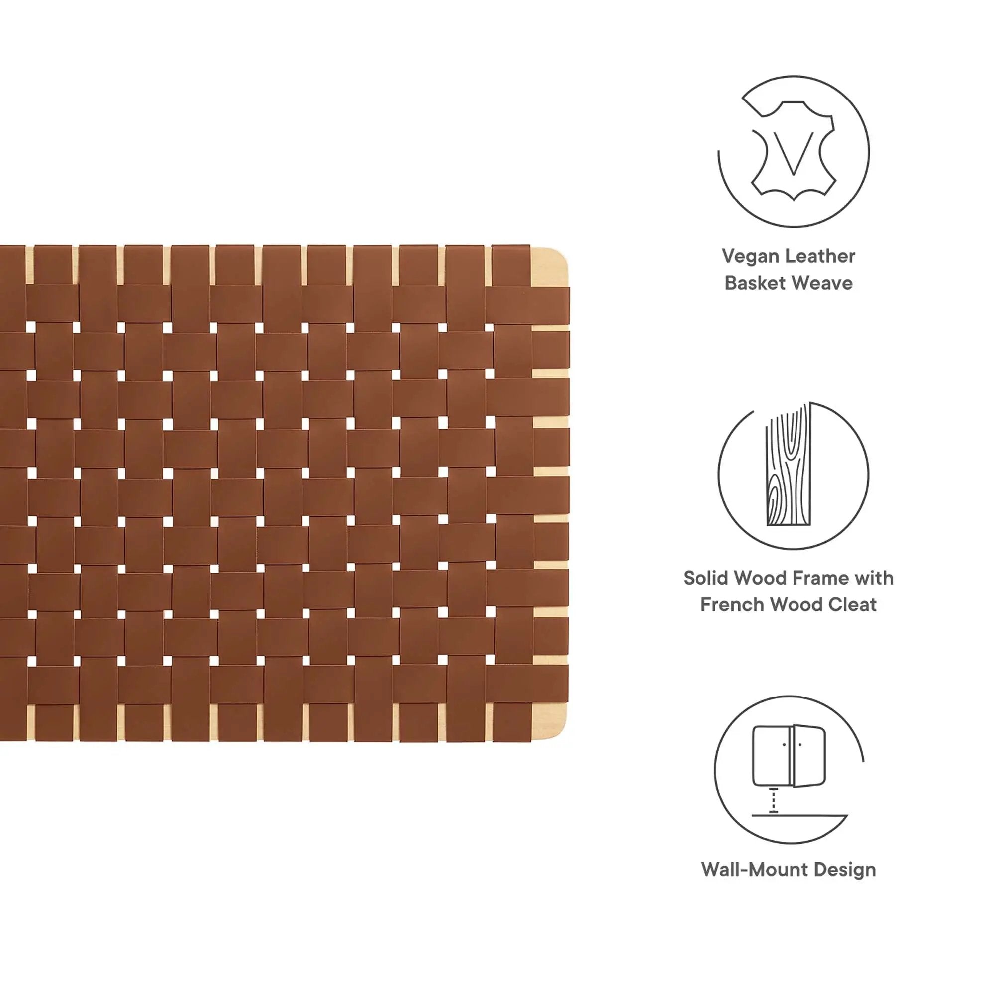 Sparta Weave Wall-Mount Vegan Leather Twin Headboard by Modway by HouseOfZazla